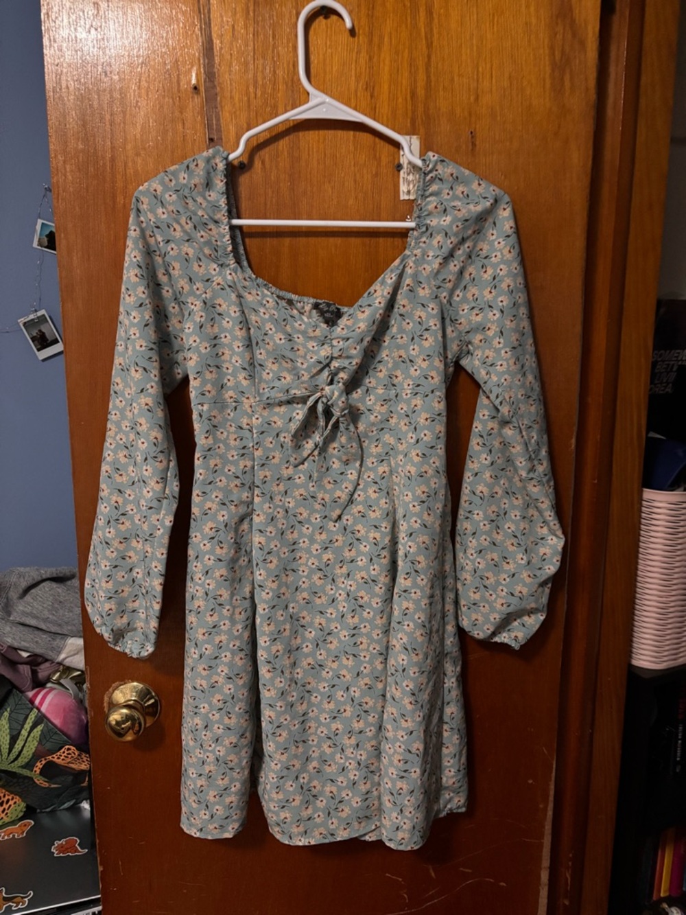 Lily Rose Light Blue Floral Tie-Front Mini Dress